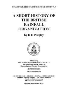 OCCASIONAL PAPERS ON METEOROLOGICAL HISTORY No