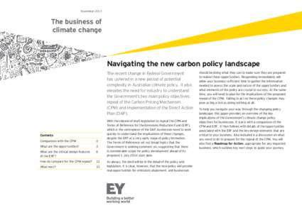 NovemberThe business of climate change  Navigating the new carbon policy landscape