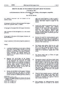 Directive[removed]EU of the European Parliament and of the Council of 26 February 2014 on the harmonisation of the laws of the Member States relating to electromagnetic compatibility (recast)Text with EEA relevance
