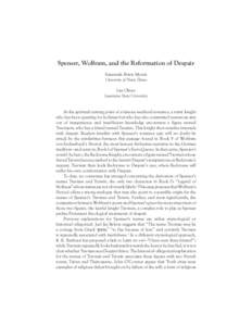    Spenser, Wolfram, and the Reformation of Despair Susannah Brietz Monta University of Notre Dame Lisi Oliver