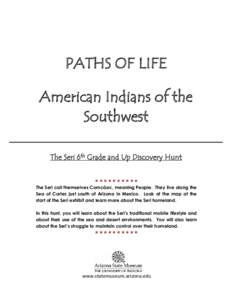 PATHS OF LIFE exhibit, Discovery Hunt booklet, Seri section, grades 6 and up