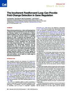 The Incoherent Feedforward Loop Can Provide Fold-Change Detection in Gene Regulation