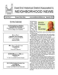 East End Historical District Association’s  NEIGHBORHOOD NEWS Vol. 39 No. 9