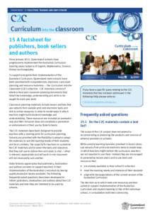 15 A factsheet for publishers, book sellers and authors 0B  Since January 2012, Queensland schools have
