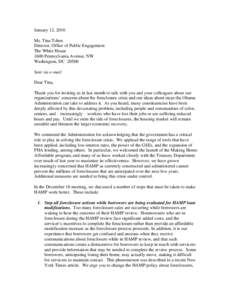 Finance / Federal assistance in the United States / Home Affordable Modification Program / Economy of the United States / Real estate / Mortgage modification / Foreclosure / Mortgage servicer / MERS / Mortgage / United States housing bubble / Subprime mortgage crisis