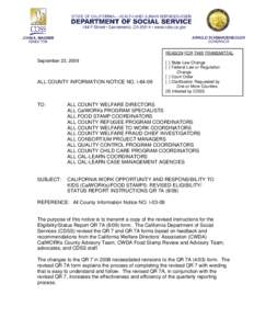 REASON FOR THIS TRANSMITTAL  September 23, 2009 ALL COUNTY INFORMATION NOTICE NO. I-64-09