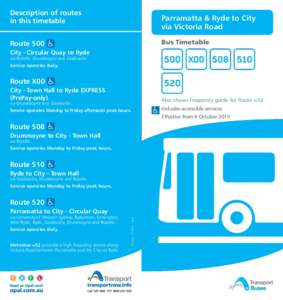 Description of routes in this timetable Parramatta & Ryde to City via Victoria Road Bus Timetable