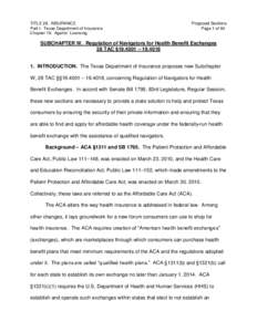 TITLE 28. INSURANCE Part I. Texas Department of Insurance Chapter 19. Agents’ Licensing Proposed Sections Page 1 of 64