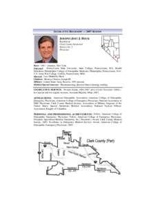LEGISLATIVE BIOGRAPHY — 2007 SESSION  JOSEPH (JOE) J. HECK Republican Clark County Senatorial District No. 5