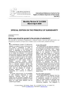 International Reference Centre for the Rights of Children Deprived of their Family (ISS/IRC) Monthly Review N° March-April 2009