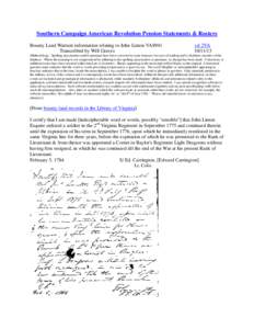 Southern Campaign American Revolution Pension Statements & Rosters Bounty Land Warrant information relating to John Linton VAS941 Transcribed by Will Graves vsl 2VA[removed]