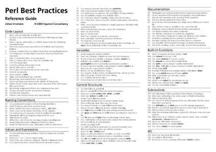 Perl Best Practices Reference Guide[removed].