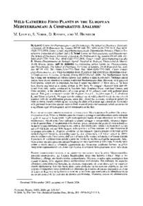 WILD GATHERED FOOD PLANTS IN THE EUROPEAN MEDITERRANEAN: A COMPARATIVE ANALYSIS 1 M. LEONTI, S. NEBEL, D. RIVERA, AND M. HEINRICH M. Leonti (Center for Pharmacognosy and Phytotherapy, The School of Pharmacy, University  