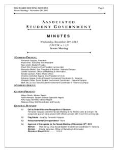 ASG BOARD MEETING MINUTES Senate Meeting – November 20h, 2013 Page 1  ASSOCIATED