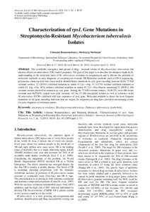 Microbiology / RpoB / Polymerase chain reaction / Mycobacterium / Multi-drug-resistant tuberculosis / Genetic code / Streptomycin / Antibiotic resistance / Rifampicin / Biology / Bacteria / Tuberculosis