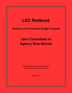 LSC Redbook Analysis of the Executive Budget Proposal Joint Committee on Agency Rule Review