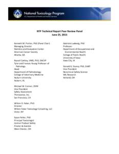 NTP Technical Report Peer Review Panel Roster