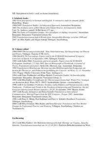 NB. Date printed in bold = work on drama (translation). I. Scholarly books 1983 Verb-descriptivity in German and English. A contrastive study in semantic fields,