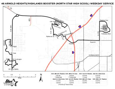 #46 Arnold Heights/Highlands Booster (North Star High School) Weekday Service