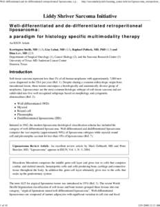 Well-differentiated and de-differentiated retroperitoneal liposarcoma: a pof 10 http://sarcomahelp.info/learning_center/articles/liposarcoma_retroperiton...