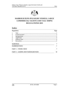 Harbour Dues (Pleasure Vessels, Large Commercial Yachts and Tall Ships) Regulations 2015 Index  c