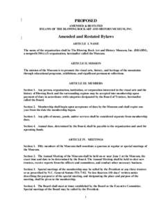 PROPOSED AMENDED & RESTATED BYLAWS OF THE BLOWING ROCK ART AND HISTORY MUSEUM, INC. Amended and Restated Bylaws ARTICLE I. NAME