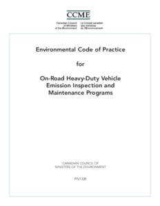 Environmental Code of Practice for On-Road Heavy-Duty Vehicle Emission Inspection and Maintenance Programs