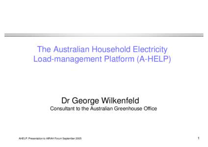 The Australian Household Electricity Load-Management Platform (A-HELP)