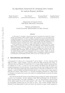 An algorithmic framework for obtaining lower bounds for random Ramsey problems Rajko Nenadov1 Yury Person2