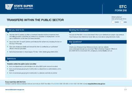 STC Form 216 Which scheme? (one scheme per form)  Application for payment (or deferral)