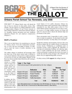 P ON BALLOT A Report from the Bureau of Governmental Research