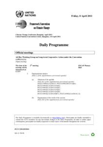 Daily Programme for Friday, 08 April 2011