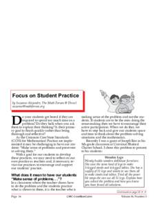 Focus on Student Practice by Suzanne Alejandre, The Math Forum @ Drexel [removed] D