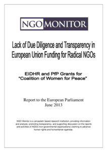 Report to the European Parliament June 2013