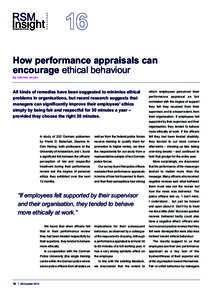 Management Knowledge  How performance appraisals can encourage ethical behaviour by Gabriele Jacobs