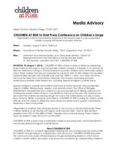    Media Advisory Media Contact: Rashena Flagg, [removed]