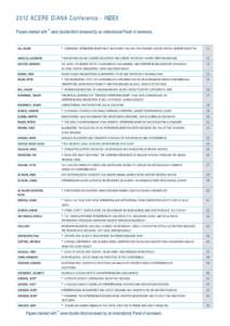 2012 ACERE DIANA Conference - INDEX Papers marked with * were double blind reviewed by an international Panel of reviewers. AHL, HELENE  * COMPARING ENTREPRENEURSHIP POLICY IN DIFFERENT WELFARE STATE REGIMES: LESSONS FRO