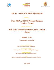 Ministry of Investment  MENA – OECD BUSINESS FORUM Including  First MENA-OECD Women Business