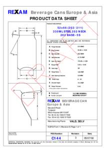 RE AM Beverage Cans Europe & Asia PRODUCT DATA SHEET PRODUCT DESCRIPTION H