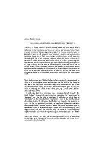 Jeremy Randel Koons SELLARS, GIVENNESS, AND EPISTEMIC PRIORITY ABSTRACT. Recent critics of Sellars’s argument against the Given attack Sellars’s