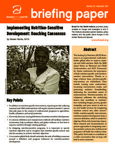 Number 20,  November[removed]briefing paper Implementing Nutrition-Sensitive Development: Reaching Consensus by Noreen Mucha, M.P.A.