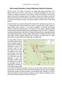 SAGES Report - Sulfur Isotope Systermatics