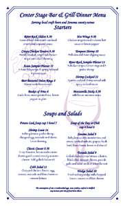 §  ¨ Center Stage Bar & Grill Dinner Menu Serving local craft beers and Sonoma county wines