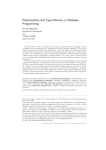 Polymorphism and Type Inference in Database Programming PETER BUNEMAN University of Pennsylvania and ATSUSHI OHORI