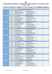TERMINARZ ROZGRYWEK I LIGI MĘŻCZYZN GRUPA PÓŁNOCNA - SEZONterminarz 1. rundy termin numer