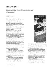 INTERVIEW Komang Astita: the performance of sound by Elaine Barkin August 20, 1990 STSI, Denpasar, Bali Barkin: Maybe we should start with these pieces