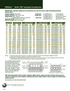 NEWind® - Solid/FEP Insulated Conductors DESCRIPTION: Specialty winding wire for transformers and coils that doesn’t require interleaving insulation between layers. Conductor Material: Solid Copper Insulation Thicknes