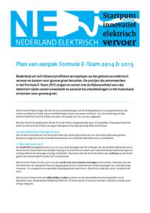 Startpunt voor innovatief  Nederland Elektrisch