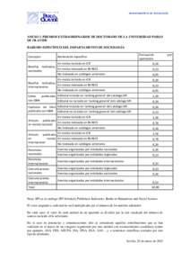 DEPARTAMENTO DE SOCIOLOGÍA  ANEXO I. PREMIOS EXTRAORDINARIOS DE DOCTORADO DE LA UNIVERSIDAD PABLO DE OLAVIDE BAREMO ESPECÍFICO DEL DEPARTAMENTO DE SOCIOLOGÍA Concepto