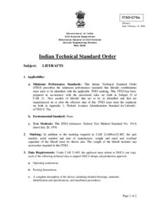 ITSO-C70a Effective Date: February 18, 2008. Government of India Civil Aviation Department Directorate General of Civil Aviation